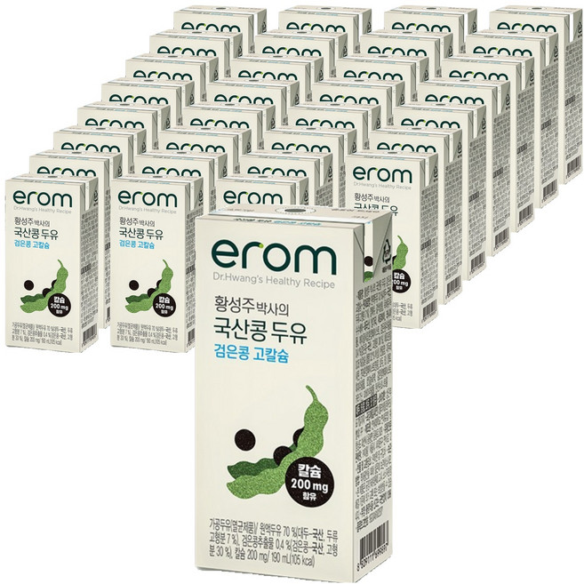 이롬 황성주 국산콩 검은콩 고칼슘 두유, 190ml, 32개