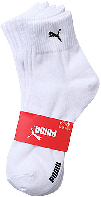 푸마 흡한 속건 기능성 에어로실버 스포츠 중목양말, 화이트, 4개