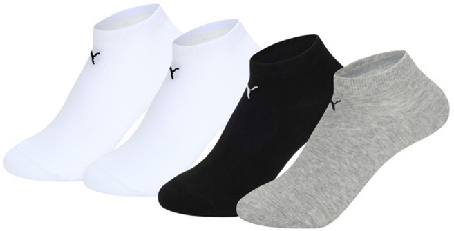 푸마 파일 이중쿠션 기능성 스포츠 캐주얼 발목양말 화이트 2p + 그레이 + 블랙 세트, AT, 1개