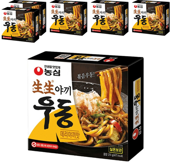 농심 생생야끼 우동 데리야끼맛, 251g, 6개