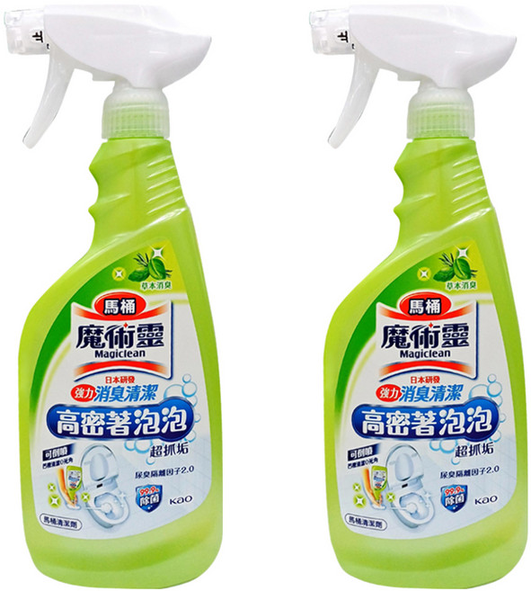 Kao 花王 Magiclean 魔術靈 台灣公司貨 高密泡馬桶清潔劑 噴槍式 草本消臭, 500ml, 2瓶