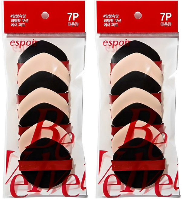 에스쁘아 비벨벳 에어 퍼프 7p, 혼합색상, 2개