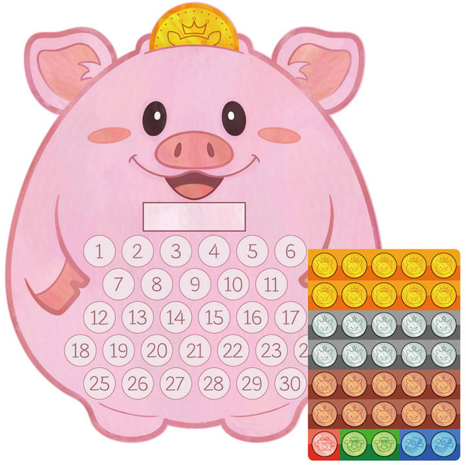 키룸 아동용 말랑폭신 돼지저금통 칭찬스티커판 세트, 돼지저금통-꿀이, 1세트