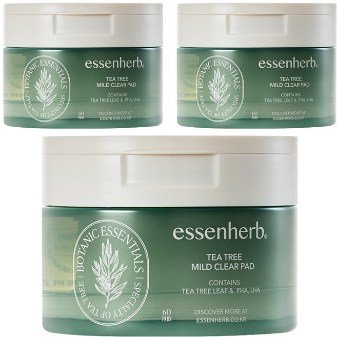 essenherb 茶樹溫和淨透棉片 160g, 3個, 60片
