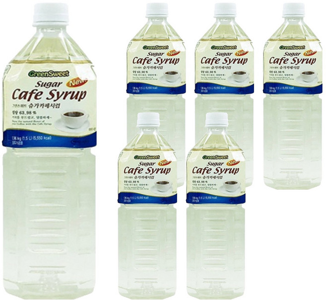 그린스위트 슈가카페시럽, 1.5L, 6개