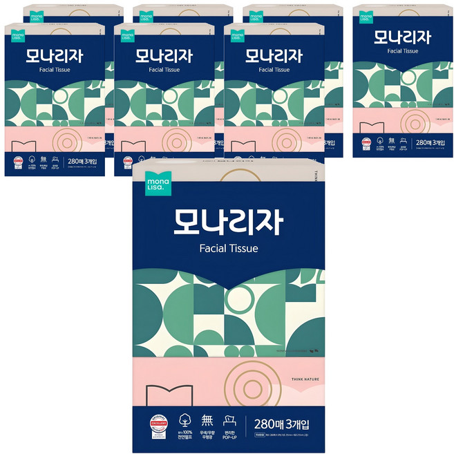 모나리자 펄프 미용티슈 2겹, 200매, 24개