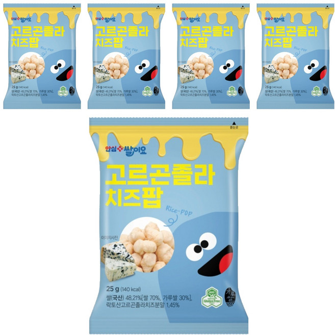 청원생명농협 열풍으로 구운 쌀과자 쌀이요 고르곤졸라 치즈팝, 5개, 25g