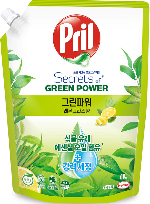 프릴 시크릿 오브 그린파워 주방세제 레몬그라스향, 1L, 1개