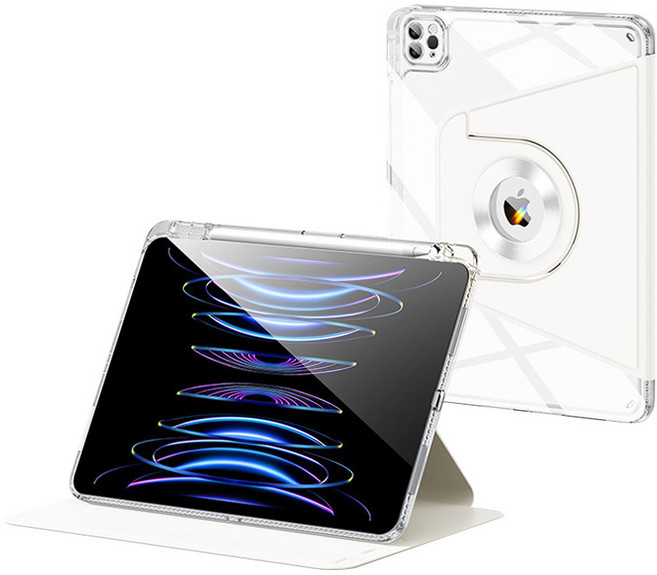 태블리스 가로 세로 거치 터닝 커버 케이스 IF-35, 화이트, 1개