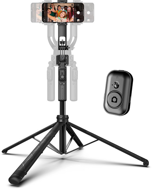 셀루미 AI 오토 페이스 트렉킹 4각 지지대 그립 핸들 셀카봉 삼각대 164cm, 무광 블랙, 1개, SEL-ML1635M-AF