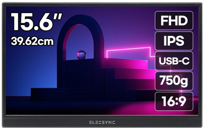 Elecsync FHD 觸控 子螢幕 輔助 DeX 鏡像 便攜式螢幕 黑色, S15T(黑色), 39.62cm