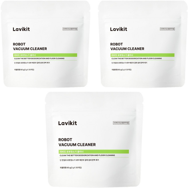 라비킷 로봇청소기 클리너 세정제 타블렛형, 60g, 3개