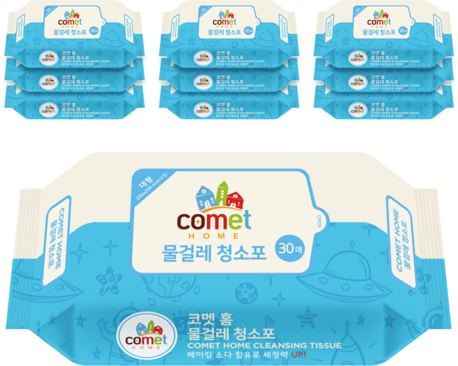 코멧 홈 물걸레 청소포 대형 리필 30매, 50g, 30개입, 10개