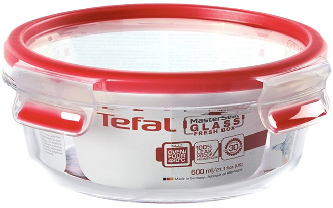 Tefal 特福 MasterSeal 新一代玻璃保鮮盒 圓形 N1040312, 1個, 容器 + 蓋子