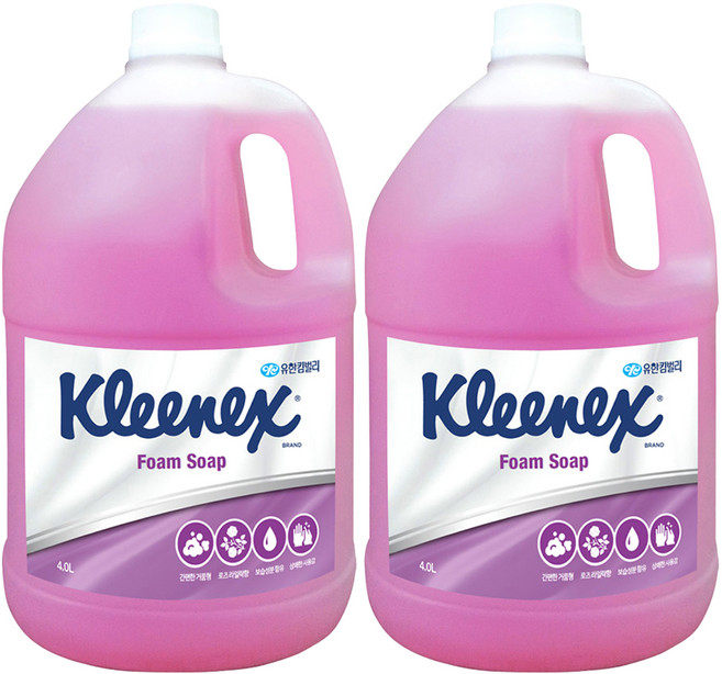 크리넥스 폼솝 핸드워시 로즈라일락향, 4L, 2개