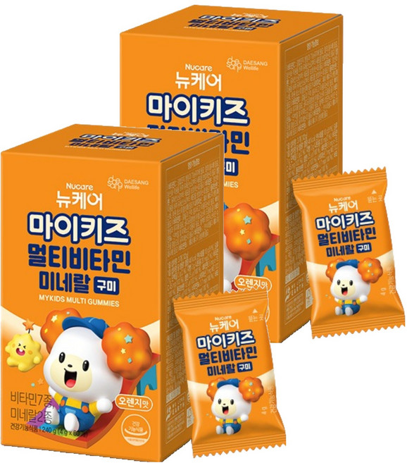 대상웰라이프 정품 뉴케어 마이키즈 멀티비타민 미네랄 구미, 60정, 2개