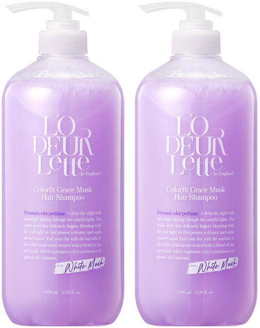 로더렛 인 잉글랜드 컬러핏 샴푸 화이트 머스크향, 1L, 2개