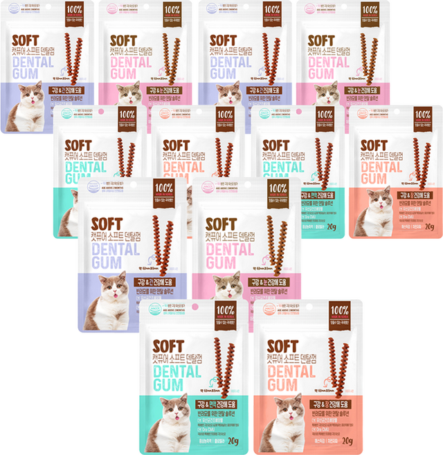 캣퓨어 고양이 소프트 덴탈껌, 3세트, 혼합맛