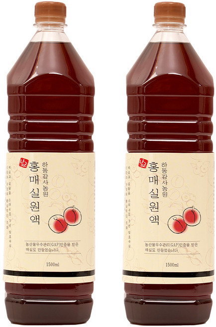 하동감사농원 홍매실원액, 1.5L, 2개