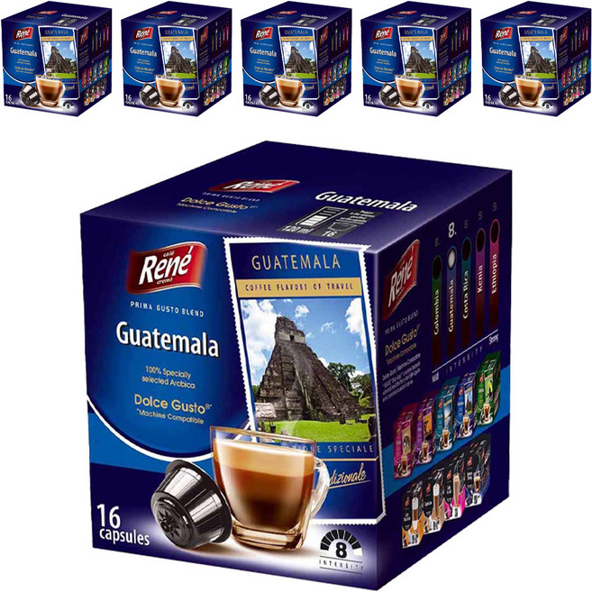 Rene 돌체구스토 호환캡슐 과테말라 안티구아 캡슐커피, 16개입, 6개, 7g