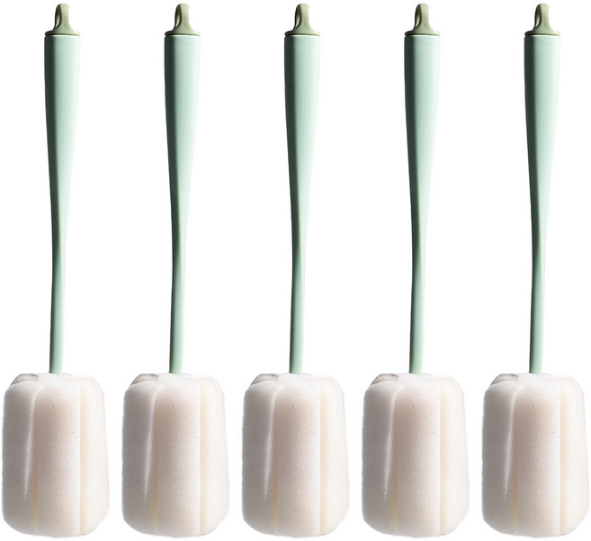 마켓감성 감각 디자인 텀블러 유리잔 스폰지 세척솔, 그린, 5개