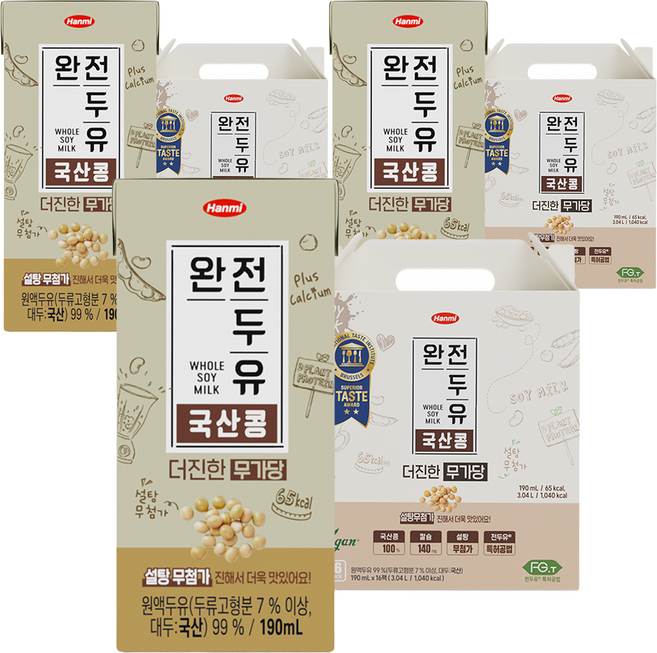 전두유 더진한 국산콩 무가당 두유, 190ml, 48개