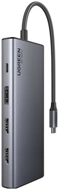 유그린 트리플 디스플레이 레보독 8 in 1 C타입 HDMI DP 10Gbps 도킹스테이션 멀티 허브 CM639, 메탈그레이, 1개