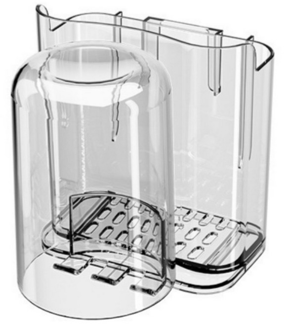 온트리 물빠짐 투명칫솔꽂이 양치컵 세트, 투명, 1세트