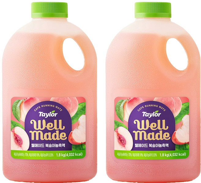 테일러 웰메이드 복숭아 농축액, 1.8kg, 2개