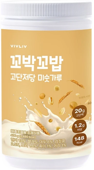 꼬박꼬밥 고단저당 단백질 쉐이크 미숫가루 대용량, 1개, 400g - 쿠팡