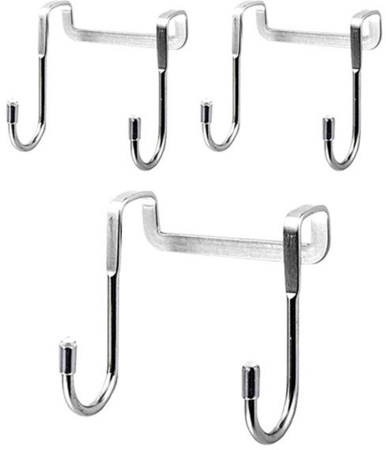 TheLiving 스데인레스 듀얼 도어 후크 걸이, 스틸, 3개