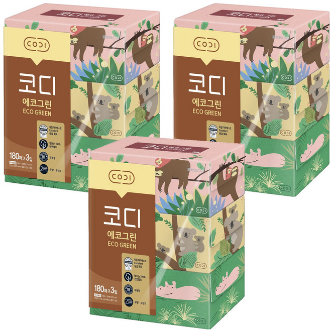 코디 에코그린 각티슈 2겹, 180매, 9개