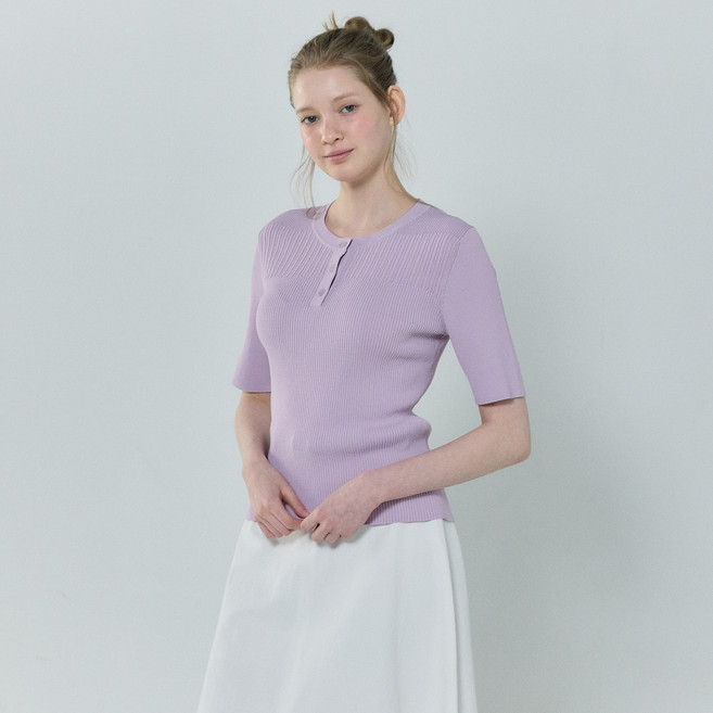 베이직하우스 여성용 레이온 립조직 반팔 스웨터 LZKT3204