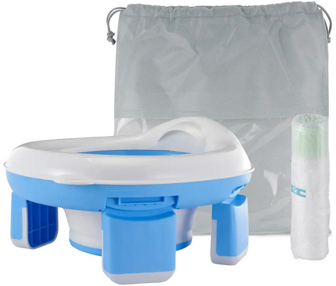 예꼬맘 휴대용 유아변기 + 전용 파우치 + 비닐봉지 30개, 블루