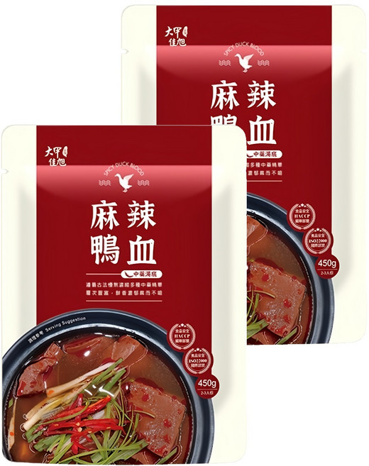 大甲佳旭 麻辣鴨血中藥湯底, 450g, 2包