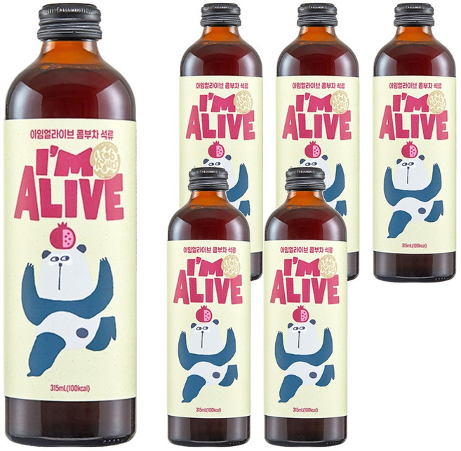 아임얼라이브콤부차 유리병 석류, 1개입, 6개, 315ml