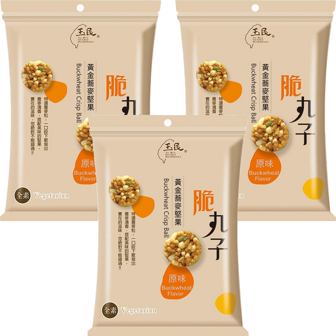 玉民 台灣黃金蕎麥堅果脆丸子, 45g, 3包