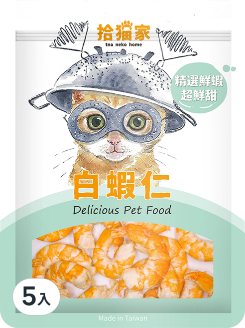 tna neko home 拾貓家 寵物生凍零食, 白蝦仁, 25g, 5包
