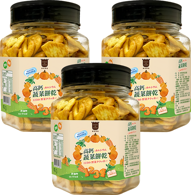 School of Cookie 台灣優格餅乾學院 高鈣蔬菜餅乾, 250g, 3罐