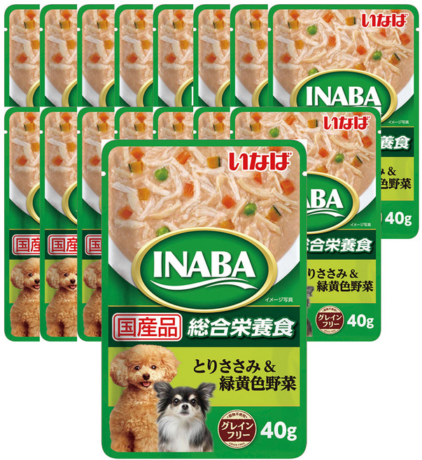 이나바 강아지 주식 파우치 DRP-81, 혼합맛(닭가슴살/녹황색채소), 40g, 16개