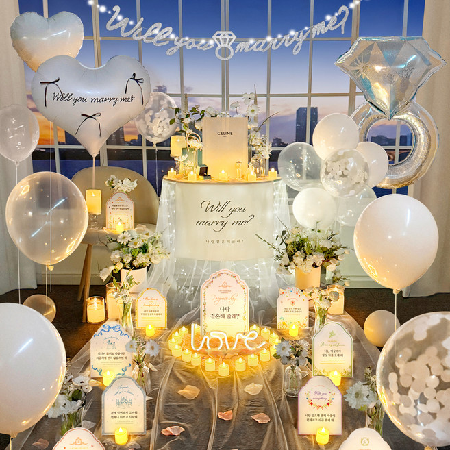 러브헌터 셀프 풍선 소품 신혼 집 장식 호텔 답 업체 프로포즈 용품 노블 꿀조합 A 세트, 노블 꿀조합A (화이트), 1세트, 화이트