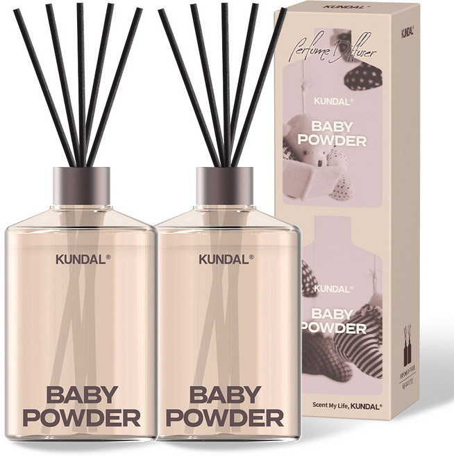 쿤달 시그니처 퍼퓸 디퓨저 세트, 베이비파우더, 500ml, 2개