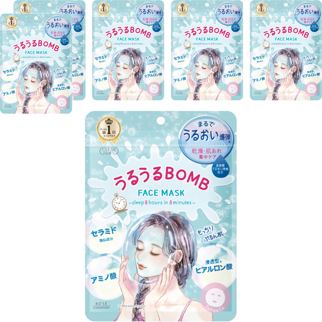 KOSE 高絲 CLEAR TURN 光映透 爆彈保濕療癒面膜 168ml, 7個, 6包