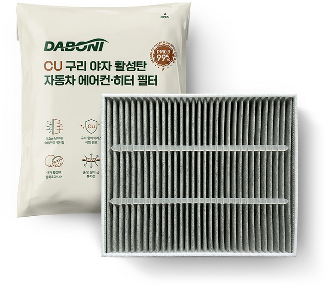 다보니 CU 구리 야자 활성탄 자동차 에어컨 히터 필터, DHC105, 1개