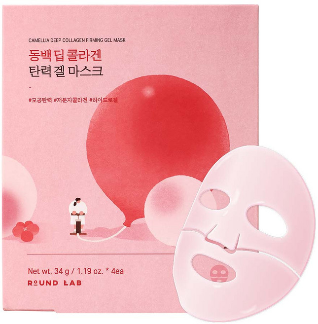 라운드랩 동백 딥 콜라겐 탄력 겔 마스크 34g, 4개입, 1개