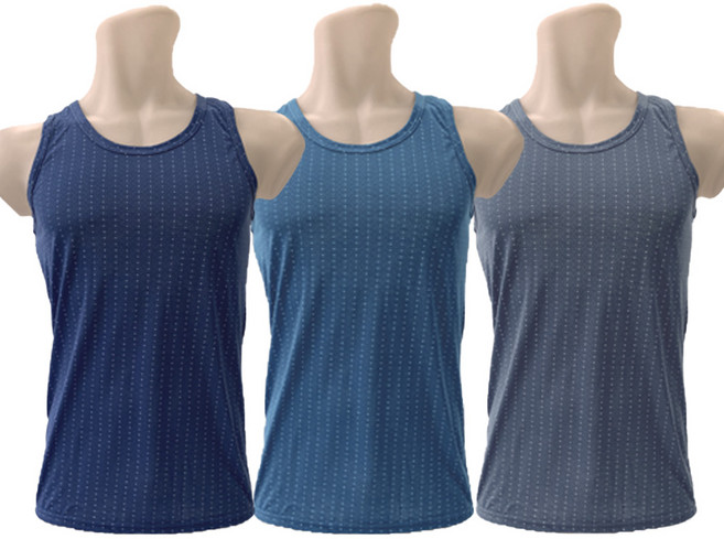 파란 남성용 민소매 런닝 나시 3종 세트 9004