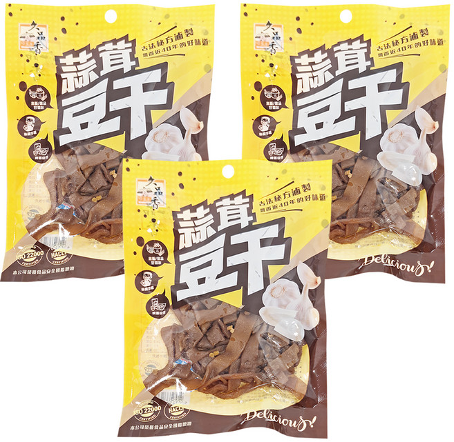 久品香 蒜茸豆干 黃色, 120g, 3包