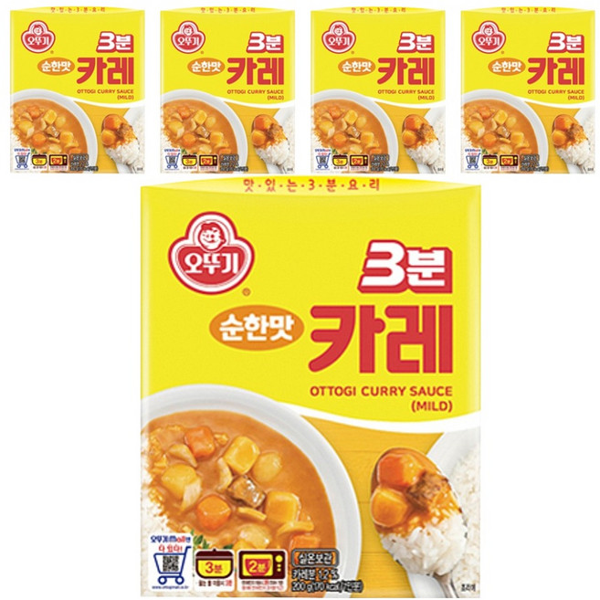 오뚜기3분 카레 순한맛, 200g, 5개