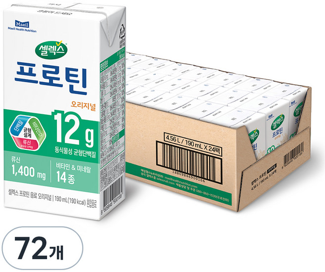 셀렉스 프로틴 오리지널, 190ml, 72개