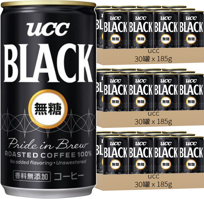 ucc BLACK 無糖黑咖啡飲料, 185g, 90罐